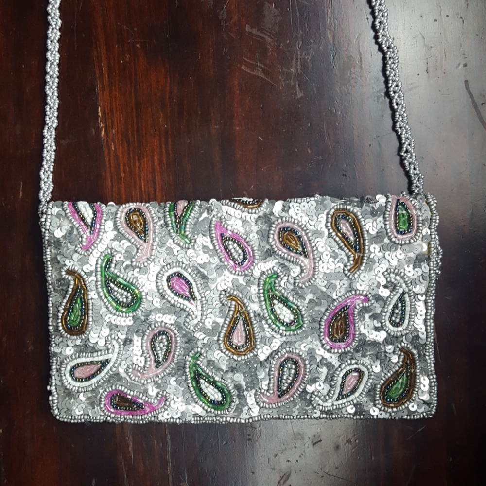 MagieS Embroidered Sequin Bead CrossBody Bag